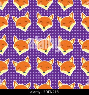 cute head fox immagine vettoriale senza cuciture pattern Illustrazione Vettoriale