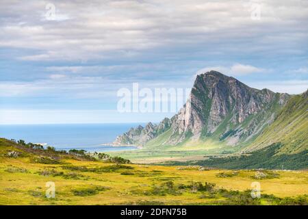 Paesaggio vicino Bleik, Isola di Andoya, Vesteralen, Nordland, Nord-Norge, Norvegia Foto Stock