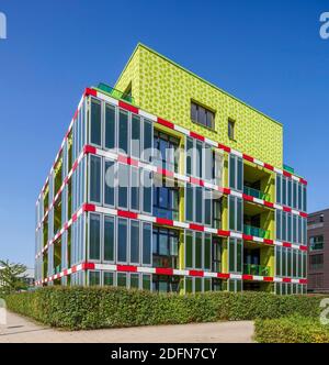 Alga House, Energy-Plus House con microalghe, International Building Exhibition IBA, Wilhelmsburg, Amburgo, Germania Foto Stock