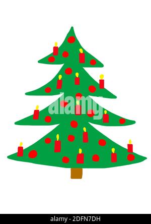 Illustrazione ingenua, disegno per bambini, Natale, albero di Natale, Austria Foto Stock