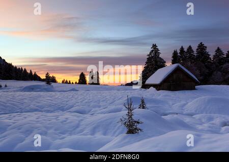 Capanna, zona Alpstein, massiccio Alpstein, Appenzell, Svizzera Foto Stock