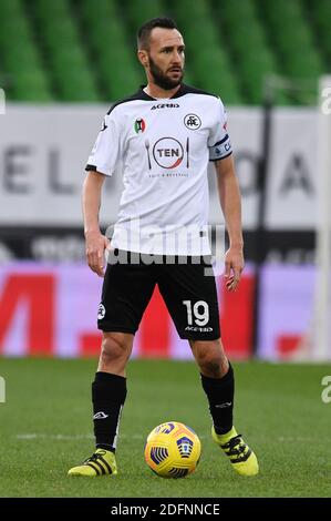 Cesena, Italia. 5 dicembre 2020. Cesena, Italia, Stadio Orogel - Dino Manuzzi, 05 dicembre 2020, Claudio terzi di AC Spezia in azione durante Spezia Calcio vs SS Lazio - Calcio italiano Serie A match Credit: Matteo Papini/LPS/ZUMA Wire/Alamy Live News Foto Stock