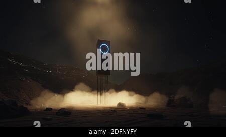 Tecnologia informatica schermo futuristico paesaggio in stile moderno scienza oggetto rendering 3d Foto Stock