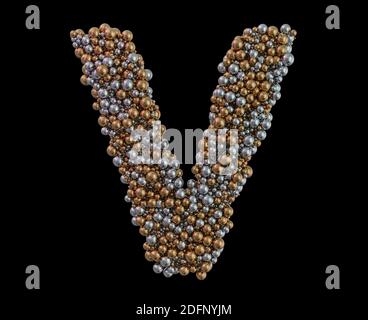 Oro chiaro lettera V sullo sfondo. Il rendering 3D Foto Stock