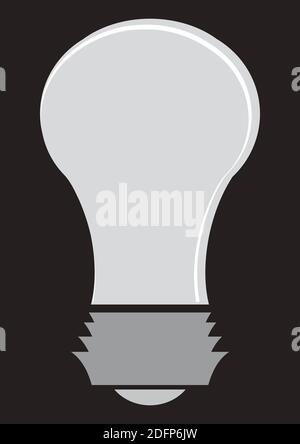 Immagine di un disegno grafico vettoriale a bulbo a LED con sfondo nero. Illustrazione Vettoriale