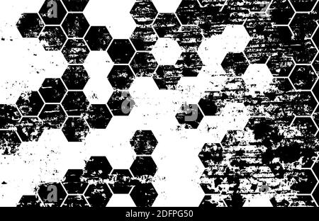 Griglia esagonale di emergenza. Grunge tessuto di soccorso bianco e nero. Isolato su sfondo bianco. Illustrazione Vettoriale