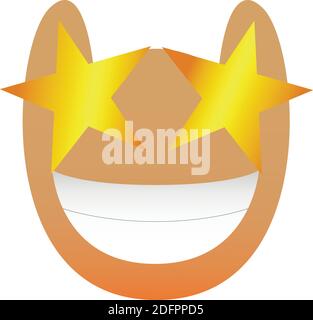 Divertente gufo faccia di un set con grandi stelle occhi. Kawaii Emoji. Icone con un bel gradiente. EPS 10. Illustrazione Vettoriale