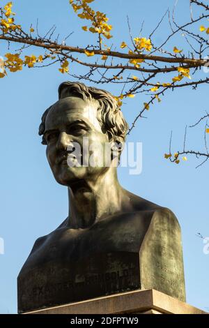 Alexander von Humboldt busto, Central Park West, NYC Foto Stock