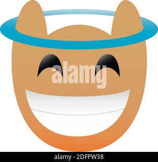 Gufo sorridente di un set con angelo Halo emoji isolato su bianco. EPS 10 Illustrazione Vettoriale