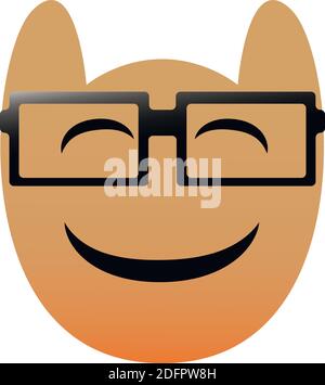 Divertente gufo faccia di un set con grandi occhi. Occhiali intelligenti Kawaii Emoji. Icone con una bella sfumatura. EPS 10. Illustrazione Vettoriale