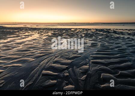 Luce dell'alba a Aberdeen Beach Foto Stock