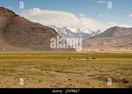 Gli yurts dei nomadi del Kirghizistan sulla strada della seta nel distretto di Murghob, Tagikistan Foto Stock