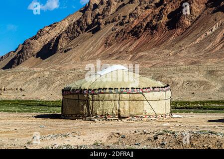 Nomadi in yurta su Silk Road nel quartiere Murghob, Tagikistan Foto Stock