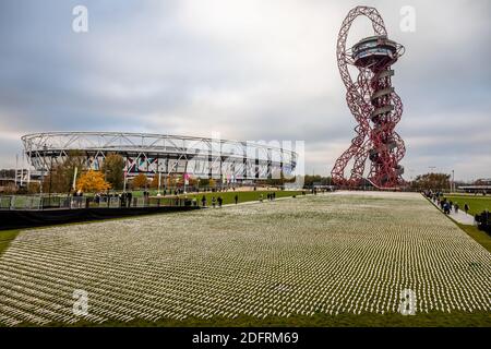 Protezioni della Somme, Queen Elizabeth Olympic Park, Londra Foto Stock