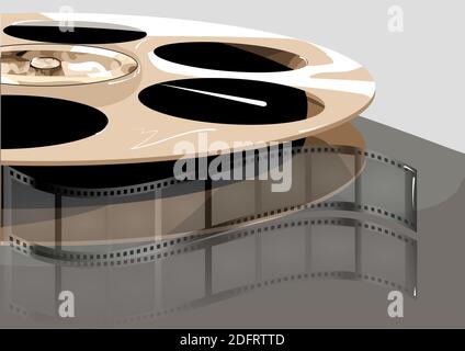 immagine vettoriale di sfondo cinematografico con rotolo di pellicola Illustrazione Vettoriale