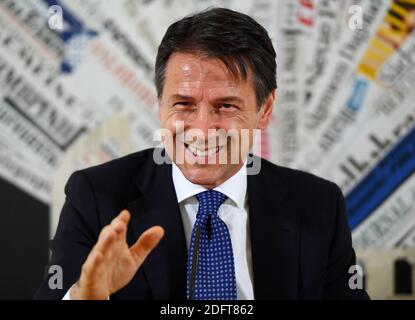 Il primo Ministro italiano Giuseppe Conte partecipa a una conferenza stampa presso l'Associazione della Stampa estera a Roma, Italia, il 22 ottobre 2018. Foto: Eric Vandeville/ ABACAPRESS.COM Foto Stock