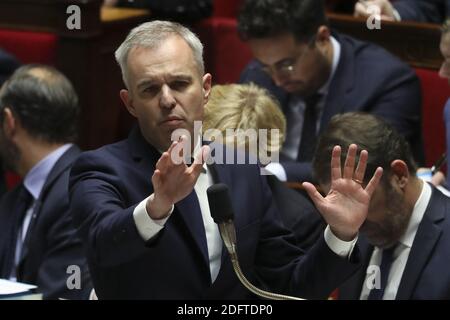 Ministro per la transizione ecologica e la solidarietà Francois de Rugy durante la sessione delle interrogazioni al governo dell'Assemblea Nazionale, Parigi, Francia, il 30 ottobre 2018. Foto di Henri Szwarc/ABACAPRESS.COM Foto Stock