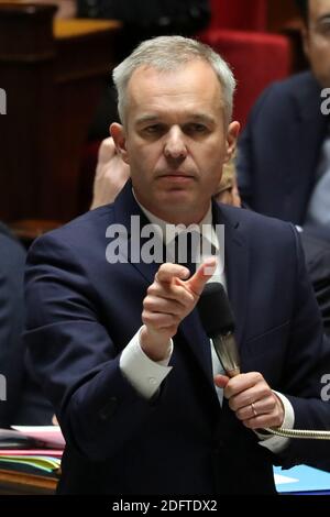 Ministro per la transizione ecologica e la solidarietà Francois de Rugy durante la sessione delle interrogazioni al governo dell'Assemblea Nazionale, Parigi, Francia, il 30 ottobre 2018. Foto di Henri Szwarc/ABACAPRESS.COM Foto Stock