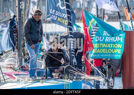 Atmosfera sul porto di St Malo prima della partenza della Route du Rhum 2018, il 3 novembre 2018. Foto di Arnaud Masson/ABACAPRESS.COM Foto Stock