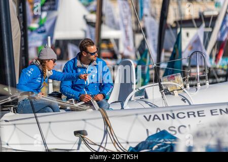 Atmosfera sul porto di St Malo prima della partenza della Route du Rhum 2018, il 3 novembre 2018. Foto di Arnaud Masson/ABACAPRESS.COM Foto Stock