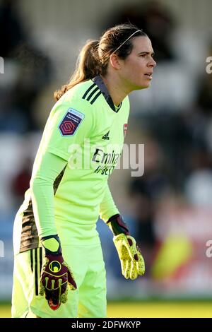 Il portiere dell'Arsenal Lydia Williams durante la partita della Super League delle Femminile al Meadow Park, Londra. Foto Stock