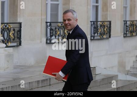 Il Ministro della transizione ecologica e della solidarietà Francois de Rugy arriva a incontrare il Presidente francese Emmanuel Macron al Palazzo Elysee, in Francia, il 10 dicembre 2018. Foto di Henri Szwarc/ABACAPRESS.COM Foto Stock