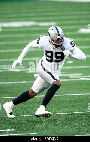 Il 6 dicembre 2020, Las Vegas Raiders Defensive End Arden Key (99) in azione durante il gioco NFL tra i Las Vegas Raiders e i New York Jets al MetLife Stadium a East Rutherford, New Jersey. Christopher Szagola/CSM Foto Stock