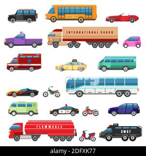 Cartoon biciclette camion e mezzi pubblici Illustrazione Vettoriale