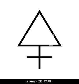 il simbolo dello zolfo, uno dei simboli dell'alchimia. Icona zolfo bianco e nero. Foto Stock