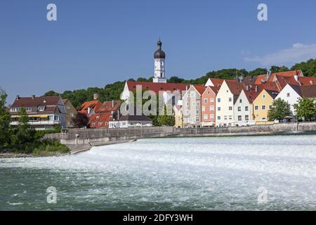 Geografia / viaggio, Germania, Baviera, Landsberg a Lech, città vecchia con Lech, Landsberg a Lech, Upper , Additional-Rights-Clearance-Info-Not-Available Foto Stock