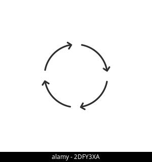 Icona di sincronizzazione e aggiornamento vettoriale, quattro frecce circolari, icona di conversione. Illustrazione vettoriale di stock isolata su sfondo bianco. Illustrazione Vettoriale