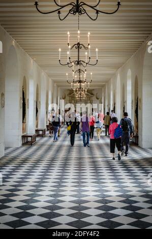 Interno del castello di Chenonceau nella Valle della Loira. Castello Valle della Loira vicino al villaggio di Chenonceaux. France, Chenonceaux, 28 settembre 2014. Foto Stock