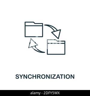 Icona di sincronizzazione. Elemento stile linea della raccolta gdpr. Icona di sincronizzazione sottile per modelli, infografiche e altro ancora Illustrazione Vettoriale