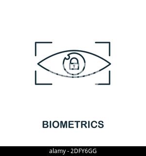 Icona biometrica. Elemento stile linea della raccolta gdpr. Icona biometrica sottile per modelli, infografiche e altro ancora Illustrazione Vettoriale