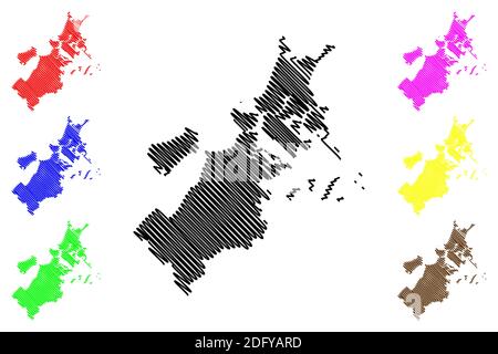 Suffolk County, Commonwealth del Massachusetts (Stati Uniti, Stati Uniti d'America, Stati Uniti, Stati Uniti, Stati Uniti) mappa vettoriale illustrazione, schizzo di scrimbolo Suffolk Illustrazione Vettoriale