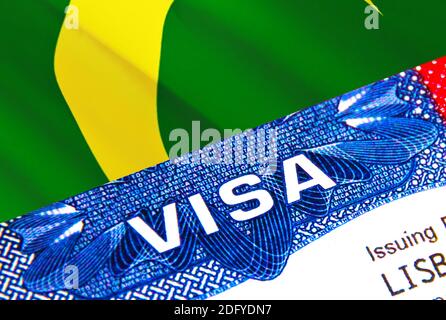 Visto in passaporto per le Isole Cocos Keeling. USA immigrazione visto per Cocos Keeling Islands cittadini focalizzati su Word VISA. Viaggio Cocos Keeling Islands vi Foto Stock