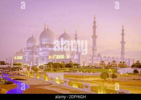 Sheikh Zayed grande moschea di abu dhabi, Emirati arabi uniti Foto Stock