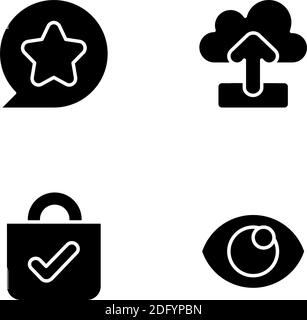 Facile da usare processo di creazione di interfaccia glyph nero icone set su spazio vuoto Illustrazione Vettoriale