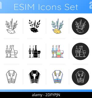 Set di icone dei simboli del giudaismo Illustrazione Vettoriale