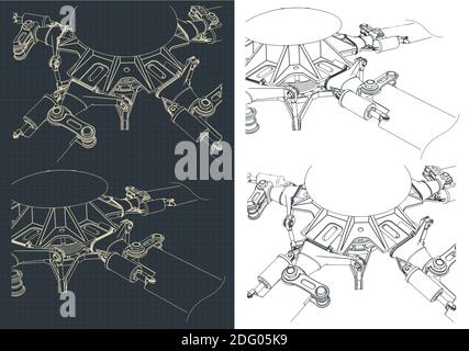 Illustrazione vettoriale stilizzata di un disegno del rotore principale di un grande elicottero Illustrazione Vettoriale