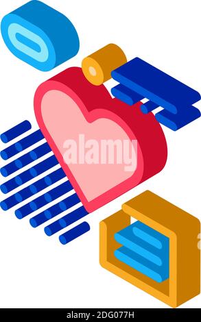 icona isometrica dell'esame cardiaco colore dell'illustrazione vettoriale Illustrazione Vettoriale