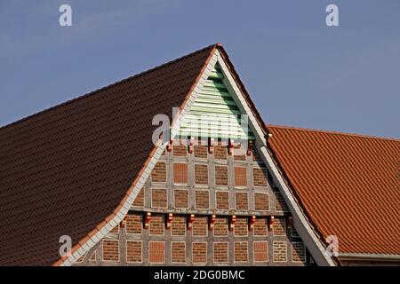 Casa in legno a Georgsmarienhuette-Oesede, Osnabruecker Land, bassa Sassonia, Germania Foto Stock