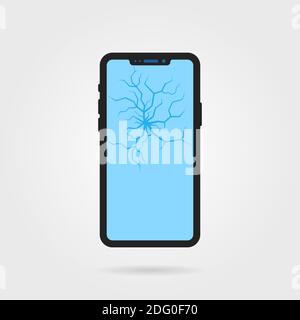 telefono nero senza cornice rotto Illustrazione Vettoriale