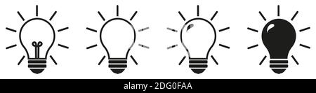 Set di icone della linea della lampada. Collezione icone lampada idea. Stile piatto Illustrazione Vettoriale