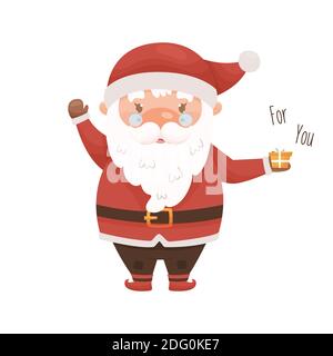 Carino cartoon Babbo Natale carattere. Illustrazione vettoriale. Illustrazione Vettoriale