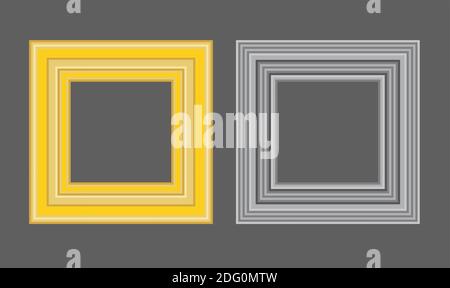 Lussuoso sfondo astratto con cornice dorata e argentata. Struttura in metallo. Disegno vettoriale EPS.10. Illustrazione Vettoriale