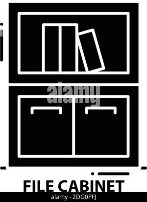 icona file cabinet, segno vettoriale nero con tratti modificabili, illustrazione del concetto Illustrazione Vettoriale