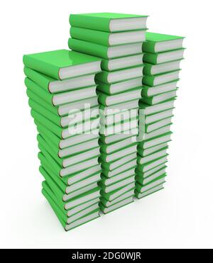 Pile di libri isolati su sfondo bianco Foto Stock