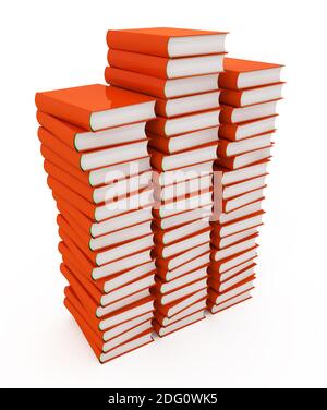 Pile di libri isolati su sfondo bianco Foto Stock