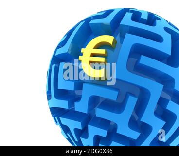 Euro puzzle. Sfera di denaro Maze Foto Stock
